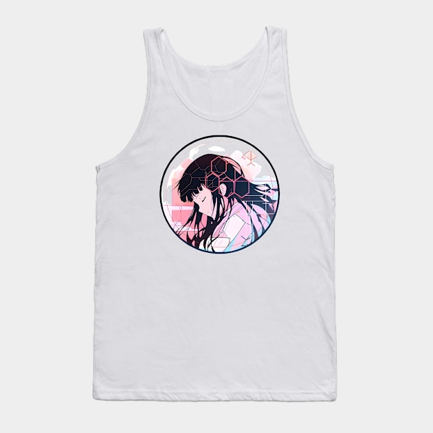 Enter the Digital Realm: Cyberpunk Aesthetics, Mind-Bending Anime, and Futuristic Manga Art Tank Top by insaneLEDP